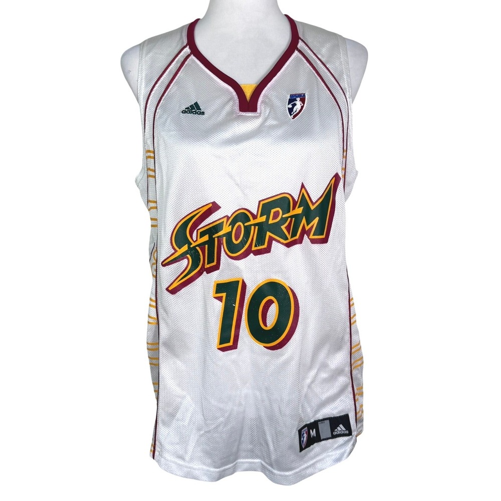 ADIDAS Adult Med RARE Vintage WNBA White Home Seattle Storm Sue Bird‎ 10 Jersey